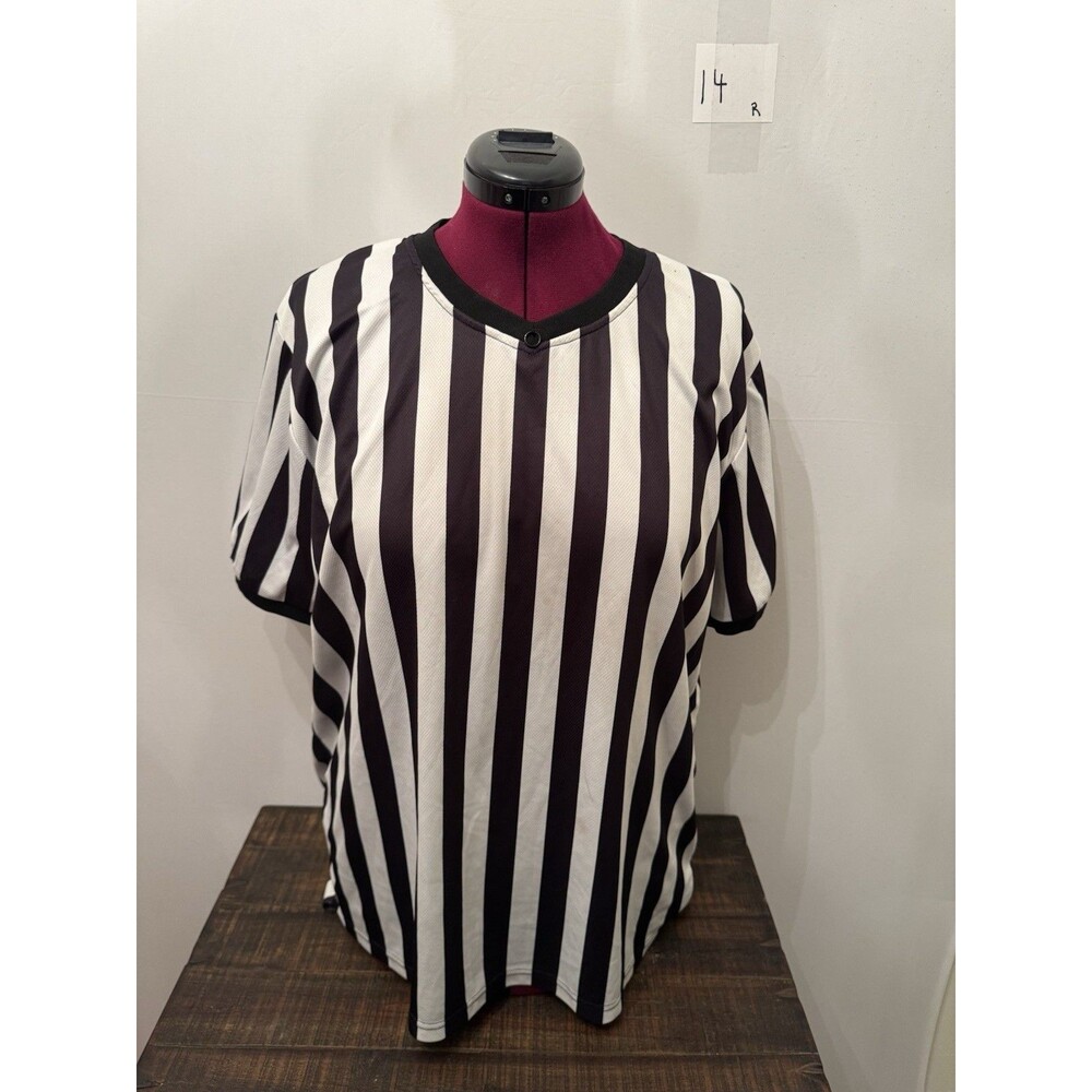 Victory Sportswear Referee Jersey XL Black White Striped Official Soccer Shirt